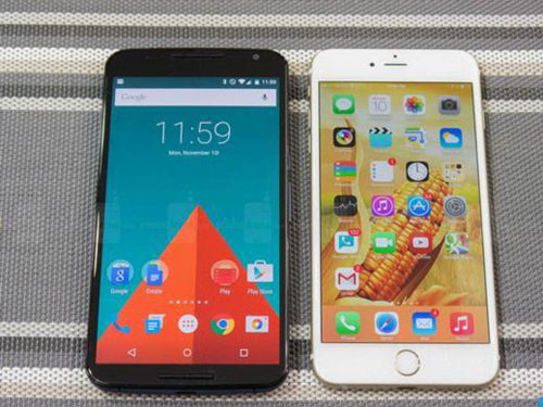 Nexus 6/iPhone 6 Plus屏幕对比