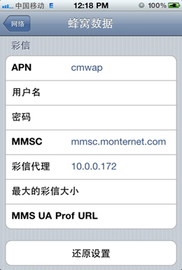 iPhone4S如何接收彩信和上网
