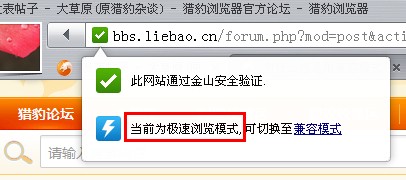 猎豹浏览器如何判断当前页面使用的是什么浏览模式