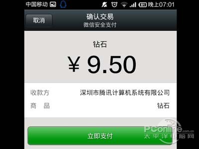 6、选择微信支付，进入后，点立即支付